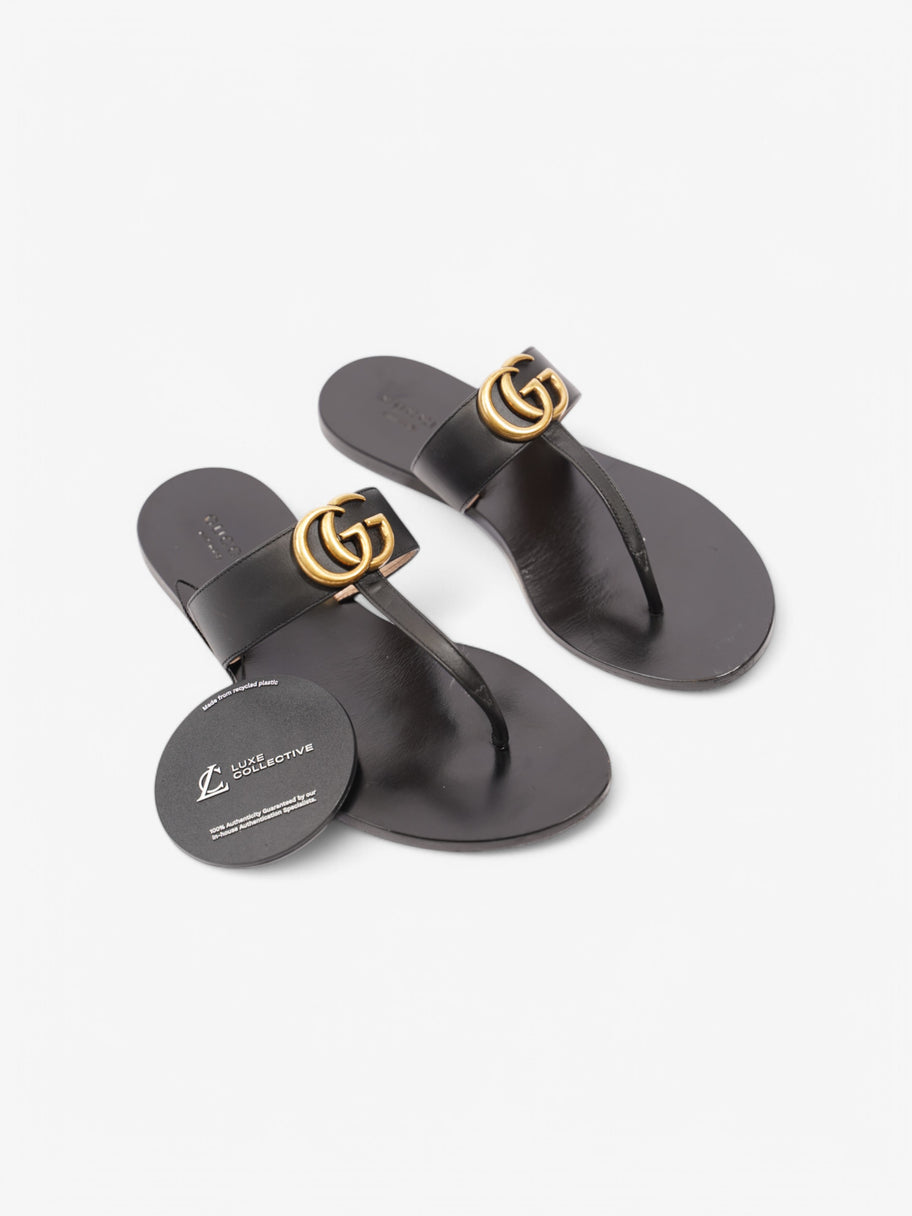 Gucci GG Thong Sandals Black Leather EU 37 UK 4 Image 8